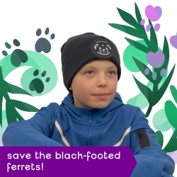 Frankie The Black-footed Ferret Beanie (White)